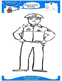 Çocuklar İçin Polis Boyama Sayfaları 